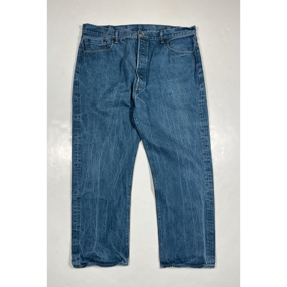 Levi's 501 Jeans Mens 42x32 (Fit 39x29) Blue White Oak Cone Denim Button Fly